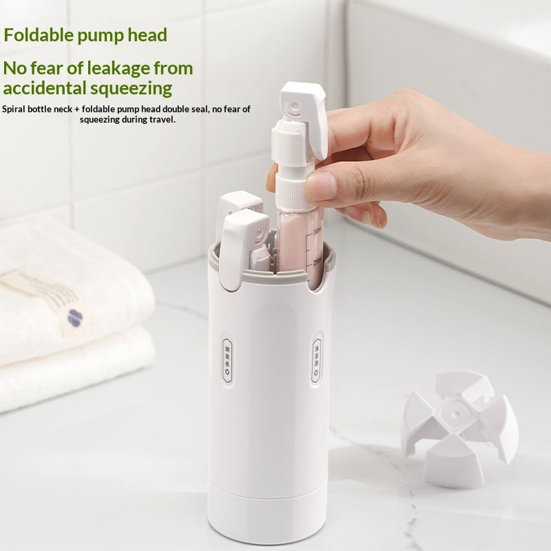 4-in-1 Portable Travel Dispenser ✈️ Leak-Proof Refillable Bottle for Shampoo, Lotion, Perfume & Conditioner | TSA-Friendly Travel Essential