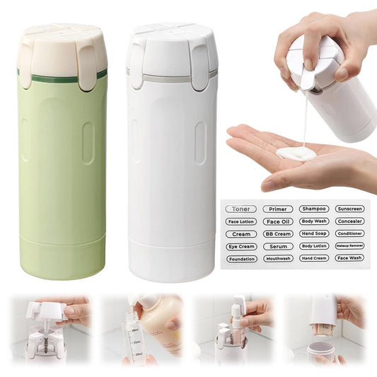 4-in-1 Portable Travel Dispenser ✈️ Leak-Proof Refillable Bottle for Shampoo, Lotion, Perfume & Conditioner | TSA-Friendly Travel Essential